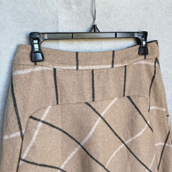 Catherine Malandrino Wool Blend Plaid A-Line Knee Length Skirt Size 4 Beige - Picture 4 of 6